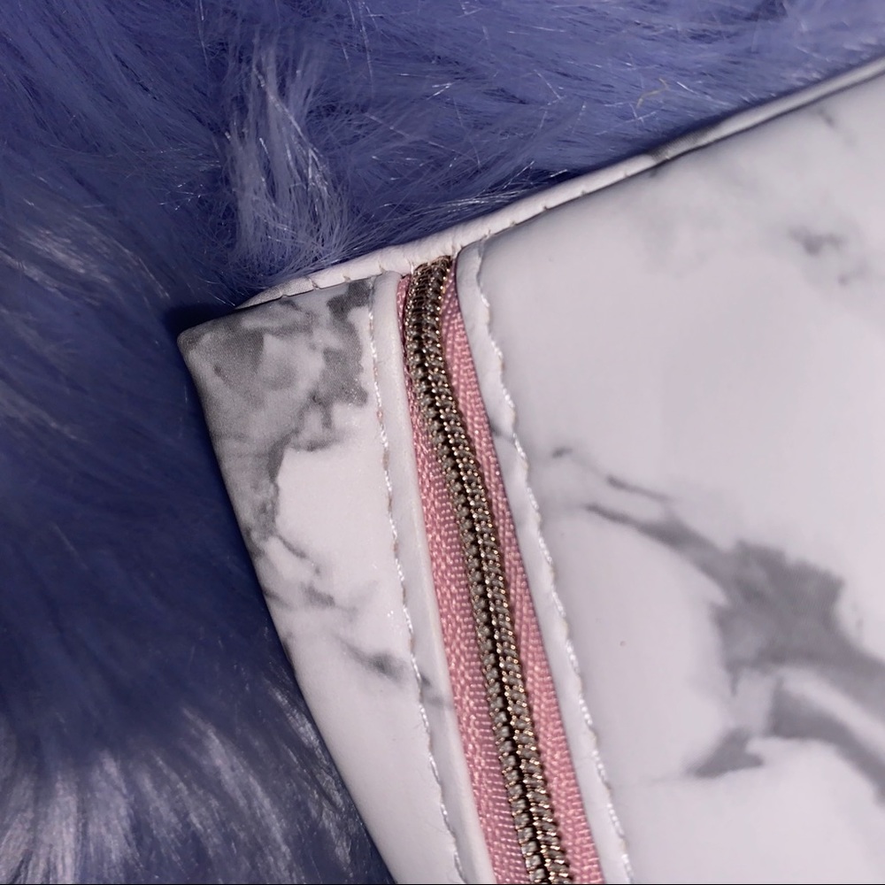 Blush Pink Sleek White Marble Makeup Bag - Picture 5 of 5